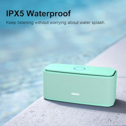 DOSS SoundBox Touch Wireless Bluetooth Speaker-12W HD Sound with Rich Bass | Portable & Small Design, IPX5 Waterproof, 20H Playtime, Handsfree, House, Office Desktop, Bedroom, Indoor Use, Green - color: Green