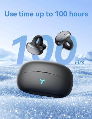 Open Ear Clip Headphones, Bluetooth 5.3 Wireless Earbuds 12H Playtime, DT5.0 Leakproof Stereo Bass, CVC 8.0 Noise Cancelling Mic, IPX5 Waterproof, Secure Comfort Fit for Running, Work, Driving