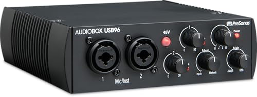 PreSonus AudioBox USB 96 Bundle — USB Audio Interface, XLR Interface for Guitar, Device for PC & Mac, Complete Recording Package with Studio One Pro, Music Production, Home Studio