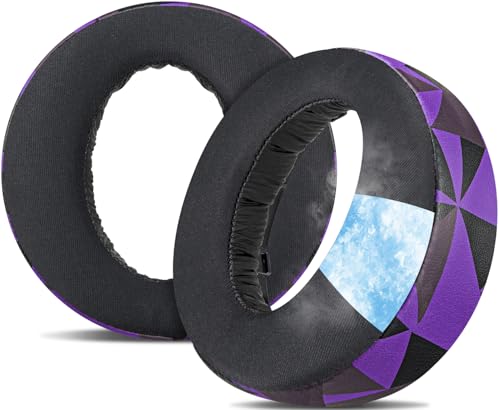SOULWIT Earpads for Sony PS5 Pulse 3D Wireless Headset, Cooling Gel Replacement Ear Pad Cushions with Noise Isolation Foam - Purple Black - color: Purple Black