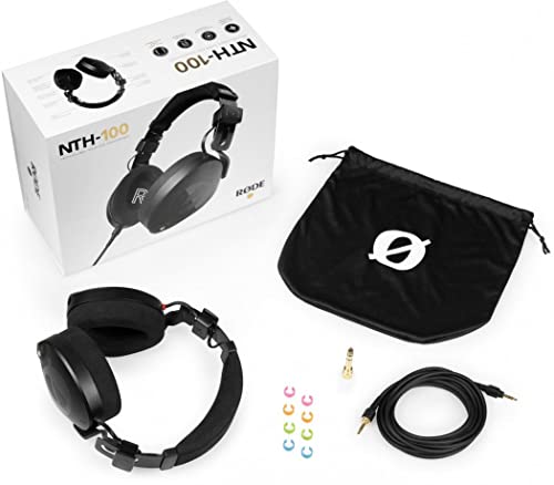 Rode PodMic Dynamic Podcasting Microphones (Pair) with 2X PSA1+ Professional Studio Boom Arms, NTH-100 Professional Closed Back Over Ear Headphones, XLR Cables and StreamEye Polishing Cloth