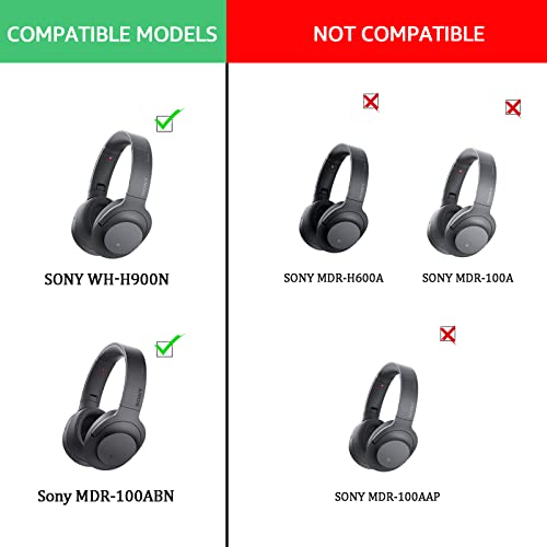 Krone Kalpasmos Replacement Earpads for Sony WH-H900N h.Ear on 2 & Sony MDR-100ABN Headphones, Sony Headphone Cushions Compatible with Sony 900N, Sony WH H900N earpads with Soft Foam Leather(Grey) - color: Grey