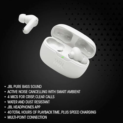 JBL Vibe Beam 2 - True Wireless Noise Cancelling Earbuds Pure Bass Sound & Smart Ambient Technology, 4mics for Crisp, Clear Calls, up to 40Hrs of Playback, IP54 Dust & Water Resistant (Pink) (Renewed)