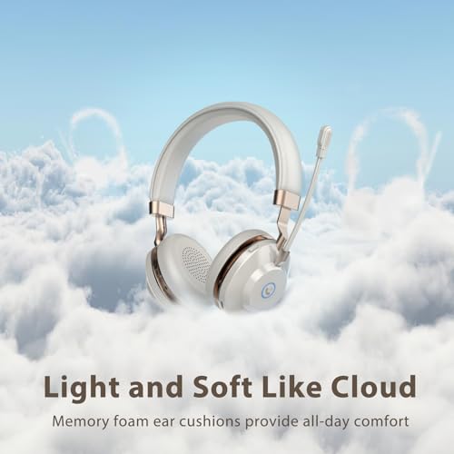 Wireless Headset with Mic for Work, Bluetooth Headset with Noise Cancelling Microphone, On Ear Wireless Headphones with USB Dongle & Mute Function for Work from Home Computer Office Teams Call Center