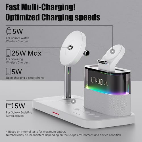 Magnetic Charger for Samsung, 5 in 1 Wireless Charging Station for Samsung Galaxy S25 Ultra/S24/S23/S22, Galaxy Watch 8/7/6/4/5, Galaxy Buds/Pro, Upgraded Version - color: White-Upgraded Version