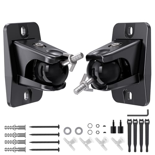 Universal Rear Speaker Wall Mount Bracket for Satellite Surround Sound | Max 11 lb Load, 1/4-20 & M5/M4 Threads Mounting, Wall & Ceilling Mount, Fits Roku, Polk, Samsung Q990F Q990D & More, 2-Pack