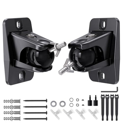 Universal Rear Speaker Wall Mount Bracket for Satellite Surround Sound | Max 11 lb Load, 1/4-20 & M5/M4 Threads Mounting, Wall & Ceilling Mount, Fits Roku, Polk, Samsung Q990F Q990D & More, 2-Pack
