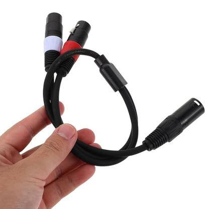 HOMSFOU 0.5m XLR Audio Splitter Cable Male to Dual Female Balanced Microphone Patch Cord with Efficient Signal Conversion and Plug and Play for Studio and Performance Use