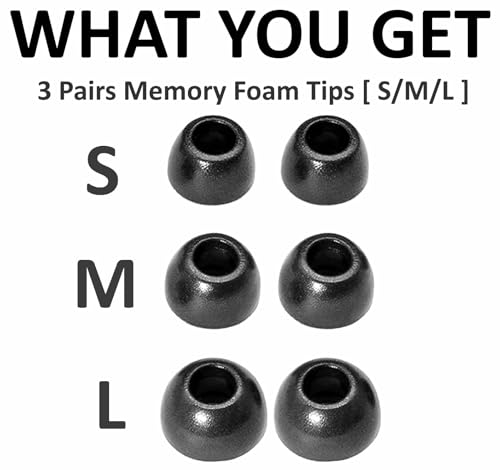 A-Focus for Pixel Buds Pro 2 Memory Foam Ear Tips, 3 Pairs Replacement Comfortable No Silicone Pain Fit in Case Eartips Cover Compatible with New Google Pixel Buds 2 Pro Black L/M/S - size: L/M/S