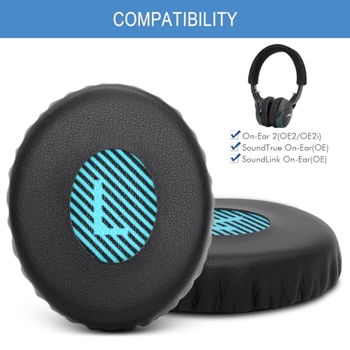 GEVO Ear Pads Cushions Replacement for Bose On-Ear 2 Headphones,Earpads for Bose OE2/OE2i/SoundTrue On-Ear/SoundLink, Earpads with High Dense Noise Isolation Foam,Protein Leather,Black&Blue