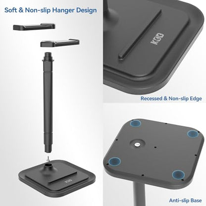 KDD Dual Headphone Stand for Desk - Rotatable Headset Hanger with Phone Holder - Removable Non-Slip Base for Gamers Desktop Accessories