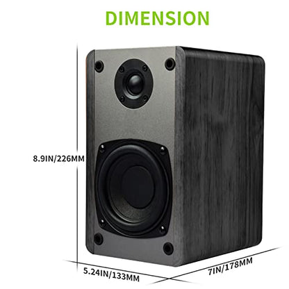 SINGING WOOD T25 Passive Bookshelf Speakers (Pair) - 60W Home Stereo Audio - 4" Woofer, Silk Dome Tweeter - Wall Mountable - Perfect for Home Theater, Studio Monitor, Record Player - Black Wood Finish