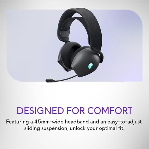 Alienware Wireless Gaming Headset, Active Noise Canceling | 2.4GHz Wireless, Dolby Atmos, Hi-Res Audio, 20Hz–40kHz Frequency, 32 Ohm Impedance, Dark Side of the Moon - color: Dark Side of the Moon