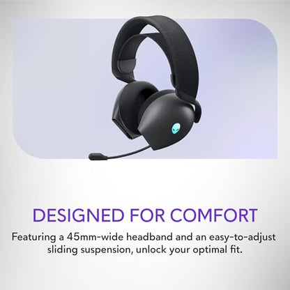 Alienware Wireless Gaming Headset, Active Noise Canceling | 2.4GHz Wireless, Dolby Atmos, Hi-Res Audio, 20Hz–40kHz Frequency, 32 Ohm Impedance, Dark Side of the Moon - color: Dark Side of the Moon
