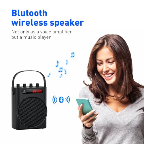 ZOWEETEK 60W Voice Amplifier with 2 Wireless Microphones | PA System, Karaoke Machine, Portable Speaker, Support TF/USB/Aux/Guitar, Rechargeable, for Speech/Class/Karaoke
