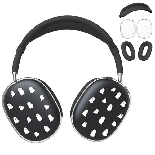 for AirPods Max Headphones Halloween Ear Covers for AirPods Max 2 | Cute Ghost Clear Ear Cups Cover | Black Silicone Ear Pad Case Headband Cover for Apple AirPods Max 2/1 (2026/2024/2020) - color: Ghost G/Black
