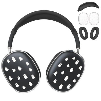 for AirPods Max Headphones Halloween Ear Covers for AirPods Max 2 | Cute Ghost Clear Ear Cups Cover | Black Silicone Ear Pad Case Headband Cover for Apple AirPods Max 2/1 (2026/2024/2020) - color: Ghost G/Black