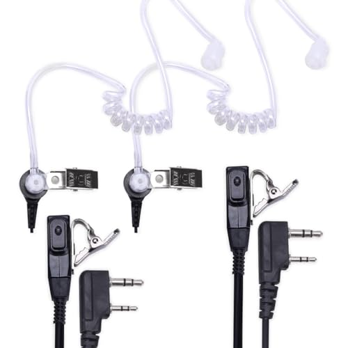 2-Pack K1 Transparent Acoustic Tube Earpiece Push-to-Talk Mic Compatible with global-ptt G0 G5, Rocky Talkie Mountain Radio, Kenwood Samcom Radios, etc (K-Plug) - style: K-plug