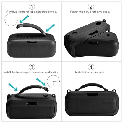 Silicone Protective Case for Bose SoundLink Max Wireless Bluetooth Speaker with Adjustable Shoulder Strap Durable Lightweight and Stylish (Black) - color: Black