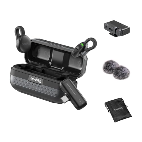 SmallRig S70 Wireless Mic (2 TX + 2 RX + Charging Case) - Black | Mini Lavalier Microphone for Phone/Camera Content Creation, Noise Cancelling for Vlog/TikTok/Interview etc. - color: Black, style: 2 TX + 2 RX