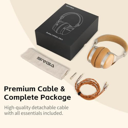 SIVGA SV021 Pro Beechwood Closed-Back Over-Ear Wired HiFi Headphones | 50mm dynamic driver and natural wooden housing deliver crisp, detailed high-fidelity sound. - color: Beechwood
