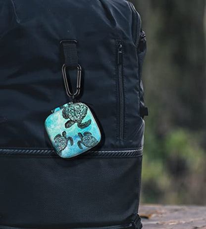 WIRESTER Portable Wireless Headphone Case, Earphone Storage Bag Carrying Case, Earbud Holder with Black Carabiner Compatible with Airpods - Ocean Sea Turtles - color: Ocean Sea Turtles