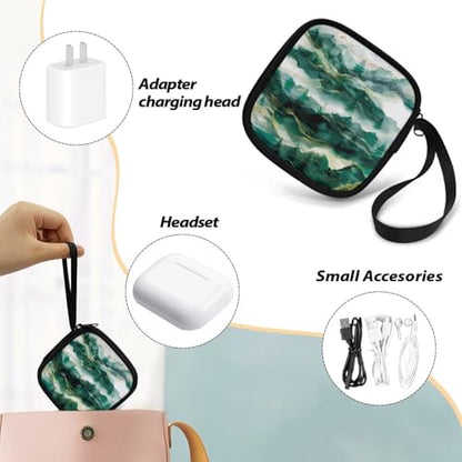 Green Portable Wireless Headphone Case, Earphone Storage Bag Carrying Case, Earbud Holder with Handle - color: Green