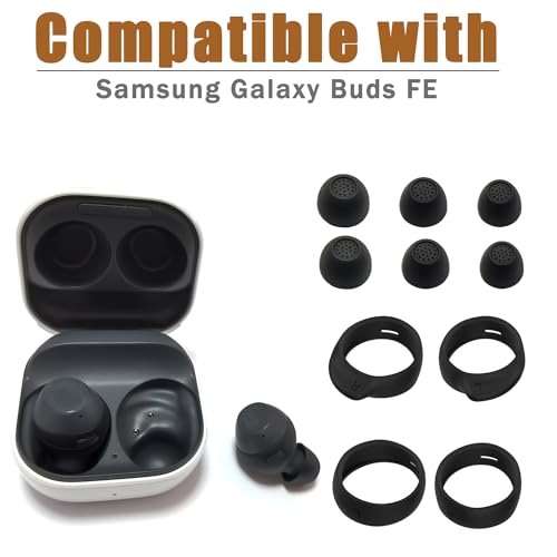 Silicone Ear Tip & Ear Wing for Samsung Galaxy Buds FE Replacement - color: Black