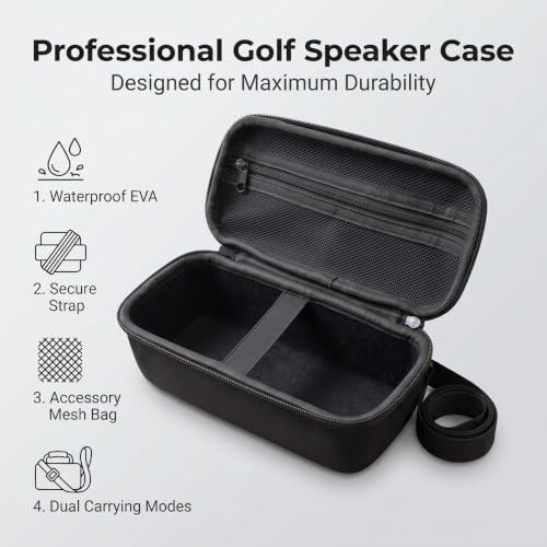 Portable Storage Case for MiLESEEY GeneSonic Pro Golf Speaker, Golf Speaker and Handheld GPS Rangefinder Travel Bag, Mesh Pocket for Charging Cable Accessories， with Handle and Shoulder Strap