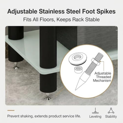 Glass HiFi Audio Rack, 1-4 Tier Vibration Isolation Stand - color: White, size: 2 tier