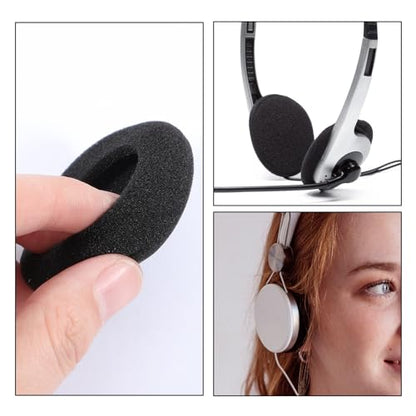 6 Packs Foam Ear Cushions Cover and 3 Pack Foam Mic Cover, 55MM Black Replacement Foams Ear Pud Earpads Sponge for Office Telephone Headsets, Two Way Radio Walkie Talkie