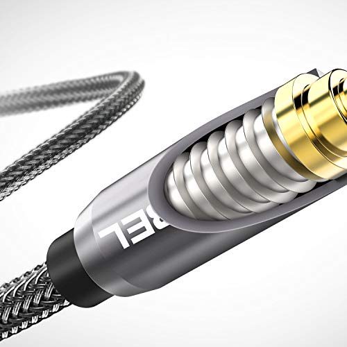 Long Headphone Splitter (4ft / 1.2m) Shielded 4-Pole TRRS 3.5 Y Splitter Cable 2-Way Female to Male Headphone Adapter Stereo Audio/Crystal-Nylon Braided / 24K Gold Plated / 99.99% 4N OFC | Hi-Fi Stereo Sound, 24K Gold-Plated, TRRS Mic Support, Music Shari