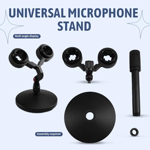 Universal Dual Microphone Kit with Twin Support Stand and Shock Mount for Recording Studios