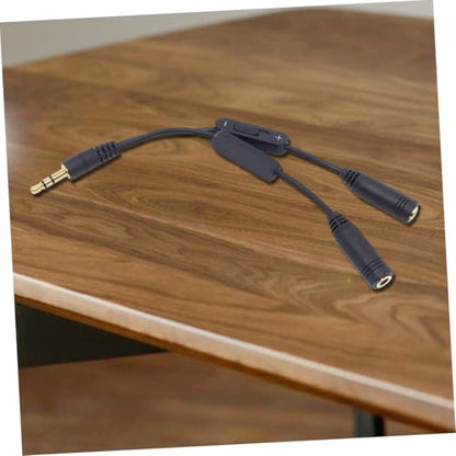 Black Headphone to Adapter Splitter 3.5mm Male Female 2 Mic