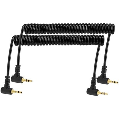 코일 2.5mm 오디오 케이블 어댑터, 2팩 3피트/1M 접이식 90도 직각 2.5mm TRS 스테레오 수 - 2.5mm 수 모노 잭 헤드폰 스피커 오디오 코드 금 도금 플러그 3극