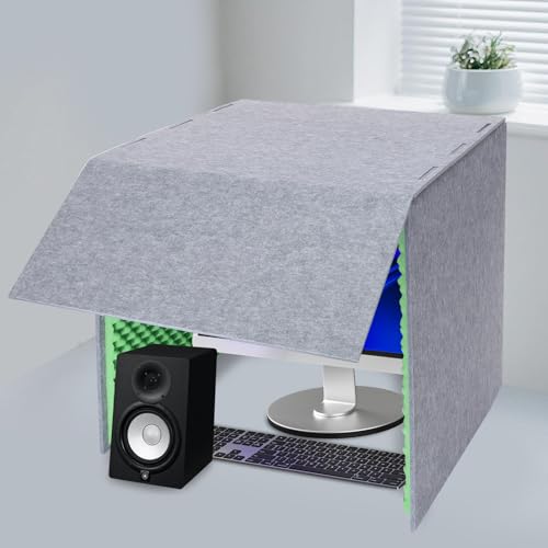 Desktop Soundproof Cover, 80x80cm Portable Vocal Isolation Booth with Acoustic Foam, Microphone Isolation Booth Cube, Noise Reducing Shield for Microphone, Streaming, and Office Privacy (Green) - color: Green