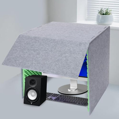 Desktop Soundproof Cover, 80x80cm Portable Vocal Isolation Booth with Acoustic Foam, Microphone Isolation Booth Cube, Noise Reducing Shield for Microphone, Streaming, and Office Privacy (Green) - color: Green