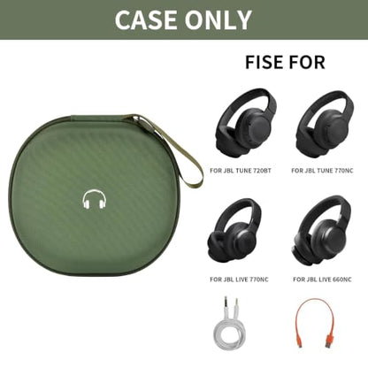 Comecase Headphone Case for JBL Tune 770NC，for JBL Live, 770NC, 660NC, 650B | Adjustable Divider, Cable Space and Carry Handle for Commuting, Gym and Travel, Students and Music Lovers - Military Green - color: Military Green