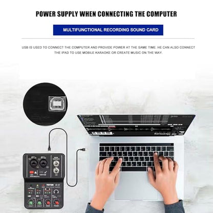 USB Audio Interface for PC,Interface for Recording Music Computer Recording Audio Interface XLR with 3.55m Microphone Jack, USB Sound Card for Recording Studio, Ultra-low Latency Plug&Play, Q-12