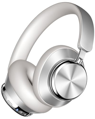 Wentronic Y03 Bluetooth Headphones Wireless Active Noise Cancelling Over Ear Headphones 48 Hours Playtime High Sound Quality 6 EQ Music Mode Headphones with Soft Ear Cushion - Silver - color: Silver