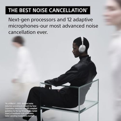 Sony WH-1000XM6/S Best Wireless Noise Canceling Headphones, Platinum Silver Bundle with Deco Essentials Exclusive CPS 26 Month Protection Pack | Official USA Partner Model - color: Pewter
