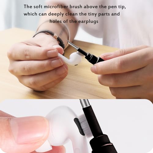 Cleaner Kit for Earbuds, Cleaning kit for Airpods Pro 1 2 3, Multi-Function Cleaning Tool with Brush Flocking Sponge for Wireless Earphones Bluetooth Headphones Case Camera and Phone(Black) - color: Black