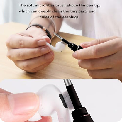 Cleaner Kit for Earbuds, Cleaning kit for Airpods Pro 1 2 3, Multi-Function Cleaning Tool with Brush Flocking Sponge for Wireless Earphones Bluetooth Headphones Case Camera and Phone(Black) - color: Black