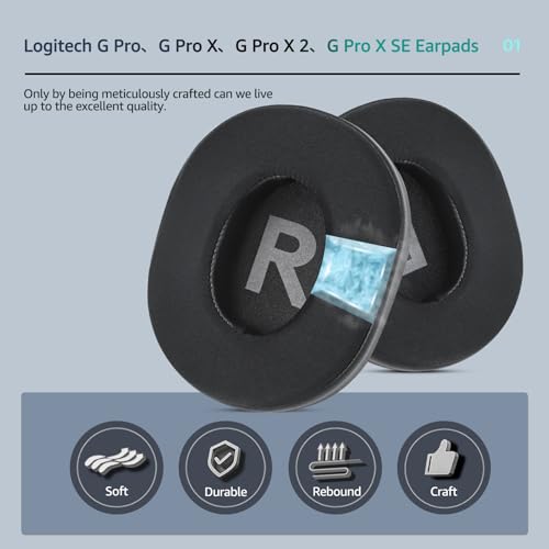 Cooling Gel Earpads for Logitech G Pro X Headphones - Black - color: Black-Frozen