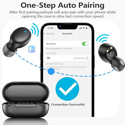 MOZOTER Mini Wireless Earbuds Bluetooth 5.3 in Ear Headphones Headsets | Light Weight,60Hrs Playtime Ear Buds with Charging Case,Smart Touch Control,Premium Sound with Deep Bass for Sport-Black - color: Black