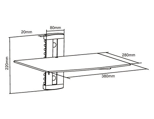 Glass Shelf Wall Mount for Cable Box Component DVR DVD Game Systems Under Tv Bracket (Single Shelf) - size: Single Shelf