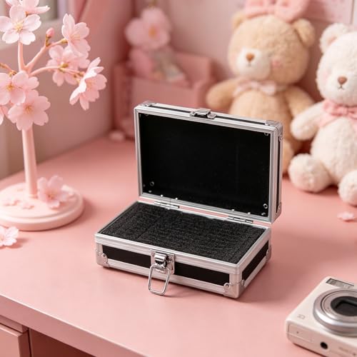 Lockable Equipment Storage Case: 7'' Aluminum Hard Shell Briefcase with Pre-Diced Protective Foam - Carrying Case for Wireless Mic Setups Camera Gear - color: Black