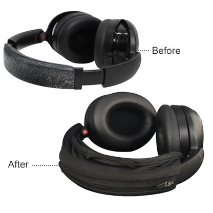 Adhiper Universal Headphone Headband Cover + Removable Headband Cushion - color: Black with Foam Cushion