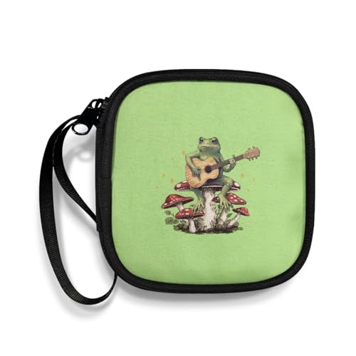 Portable Wireless Headphone Case Earphone Storage Bag with Zipper Enclosure Compatible with Apple Air Ports - Mushroom Frog - color: Mushroom and Frog