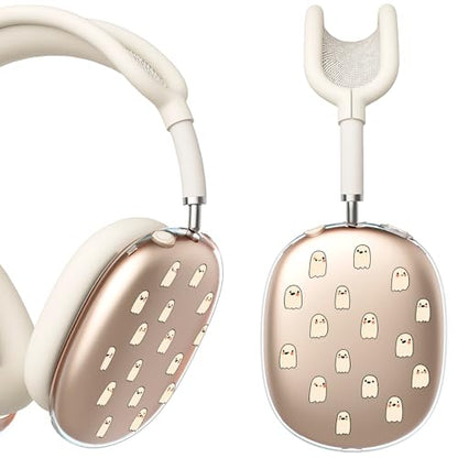 for AirPods Max Headphones Halloween Ear Covers for AirPods Max 2 | Cute Ghost Clear Ear Cups Cover | Beige Silicone Ear Pad Case Headband Cover for Apple AirPods Max 2/1 (2026/2024/2020) - color: Ghost C/Beige